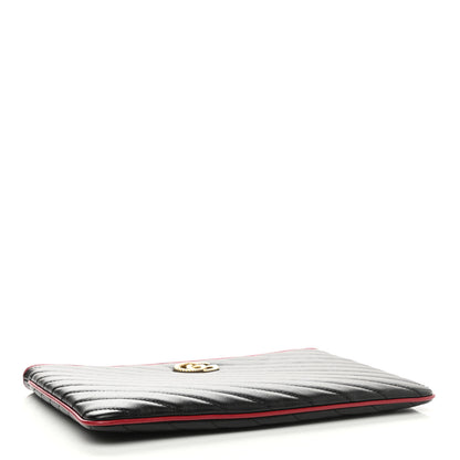 Gucci Azalea Calfskin Matelasse Diagonal Torchon GG Marmont Zip Pouch Black Romantic Cerise 4 of 8