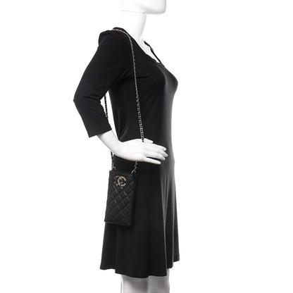 Chanel Caviar Quilted French New Wave Phone Holder With Chain Black 2 of 13