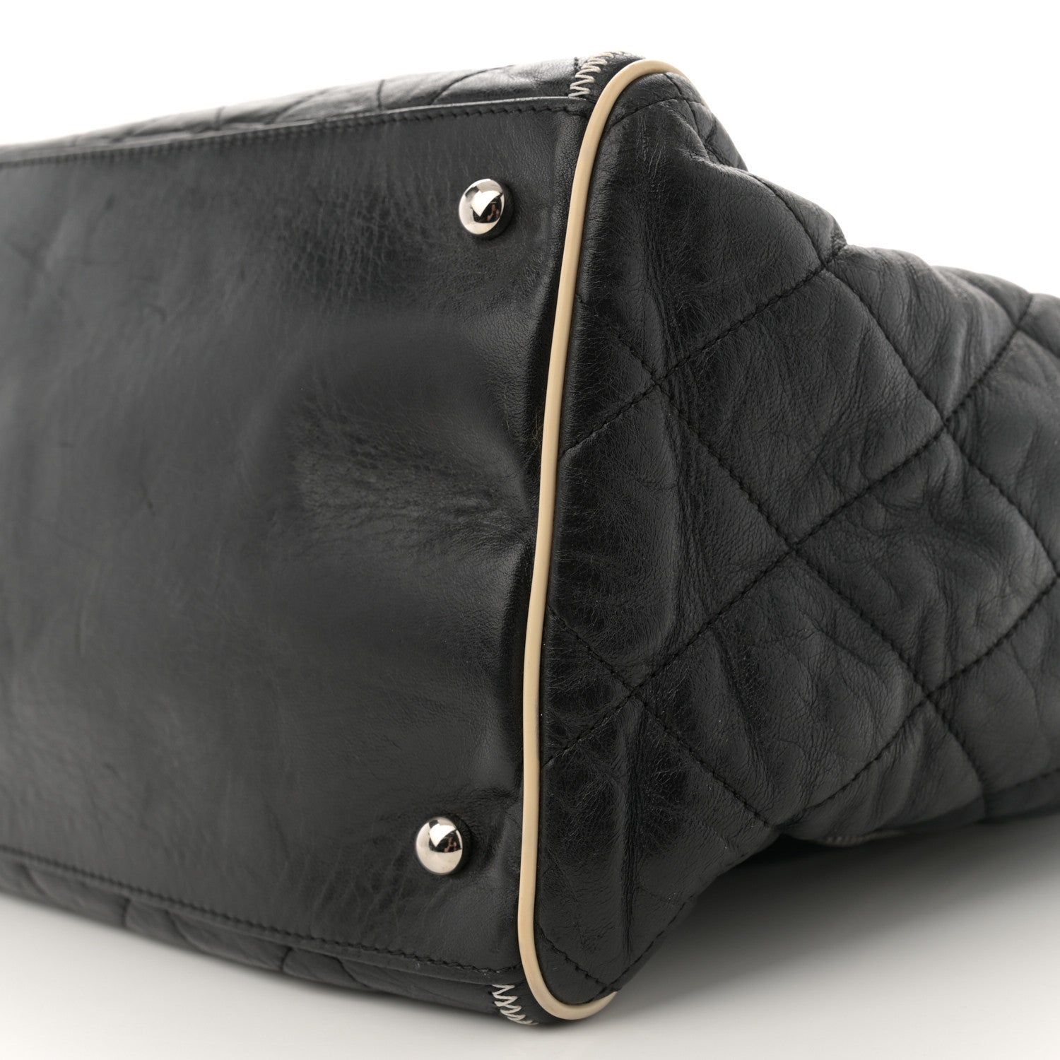 Chanel Glazed Lambskin Quilted Large North South Tote Black 10 of 11