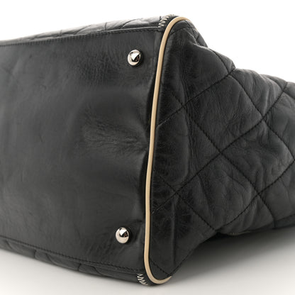 Chanel Glazed Lambskin Quilted Large North South Tote Black 10 of 11