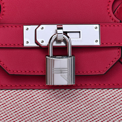 Hermes Swift Twill H Fray Fray Birkin 35 Framboise Ecru 10 of 10