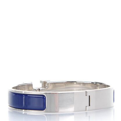 Hermes Narrow Enamel Clic Clac H Bracelet GM Indigo White 3 of 5