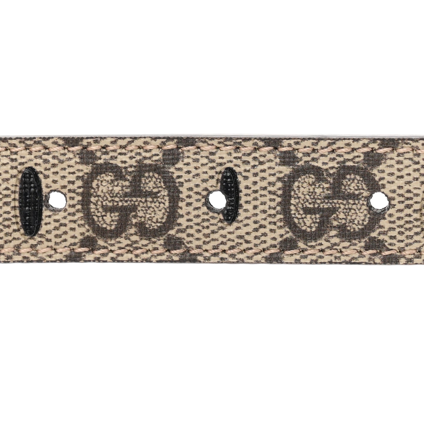 GG Supreme Monogram Calfskin Strawberry Buckle Thin Belt 80 32 Beige Ebony New Acero