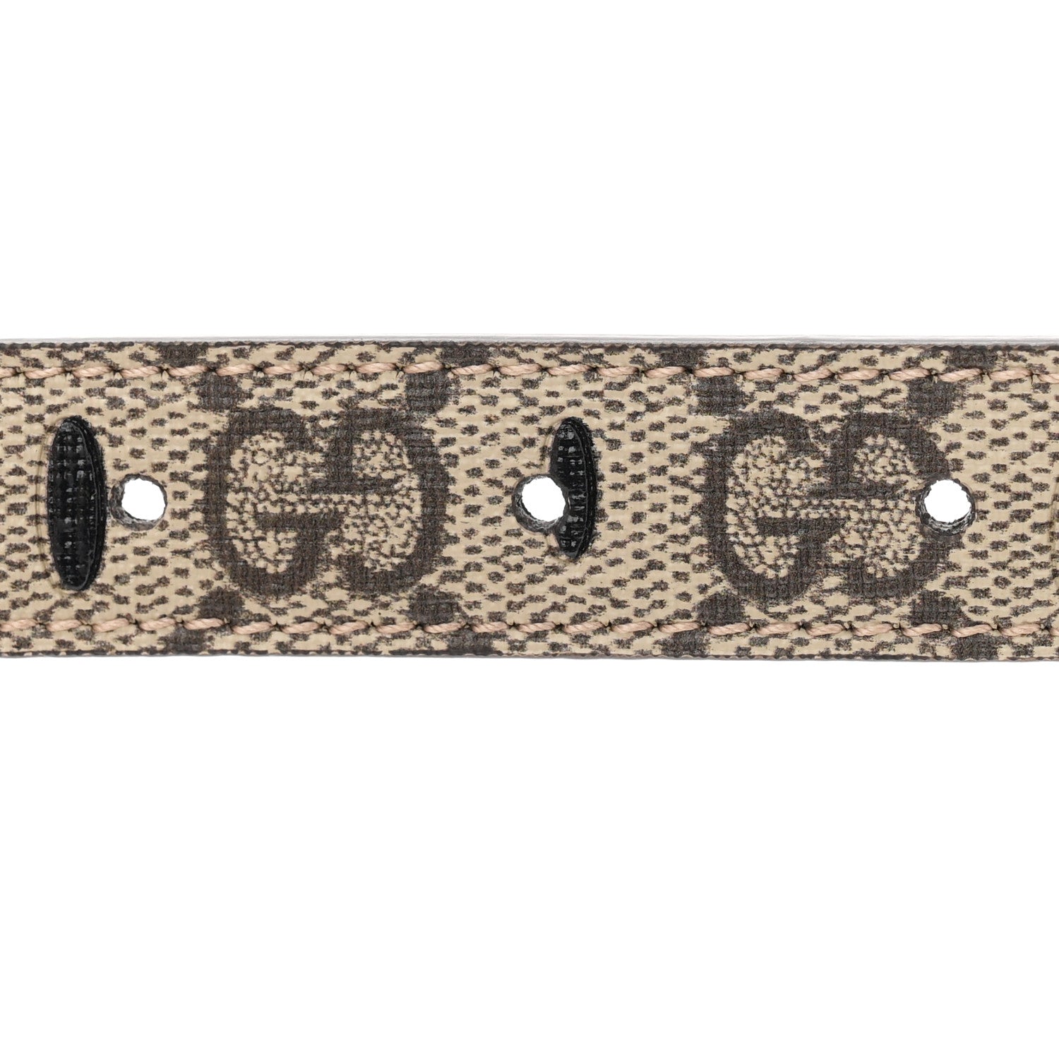 Gucci GG Supreme Monogram Calfskin Strawberry Buckle Thin Belt 80 32 Beige Ebony New Acero 4 of 5