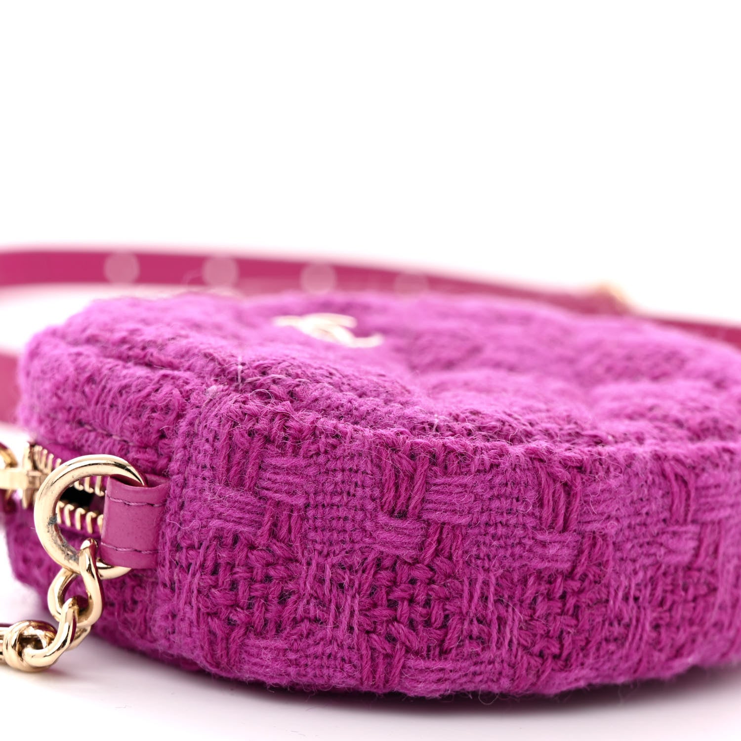 Chanel Tweed Lambskin Quilted Waist Bag With Coin Purse Fuchsia 13 of 15