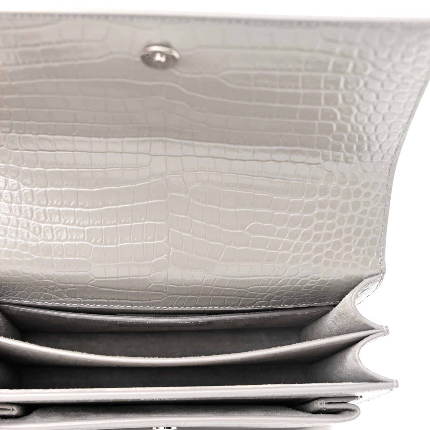 Calfskin Crocodile Embossed Medium Monogram Sunset New Stone