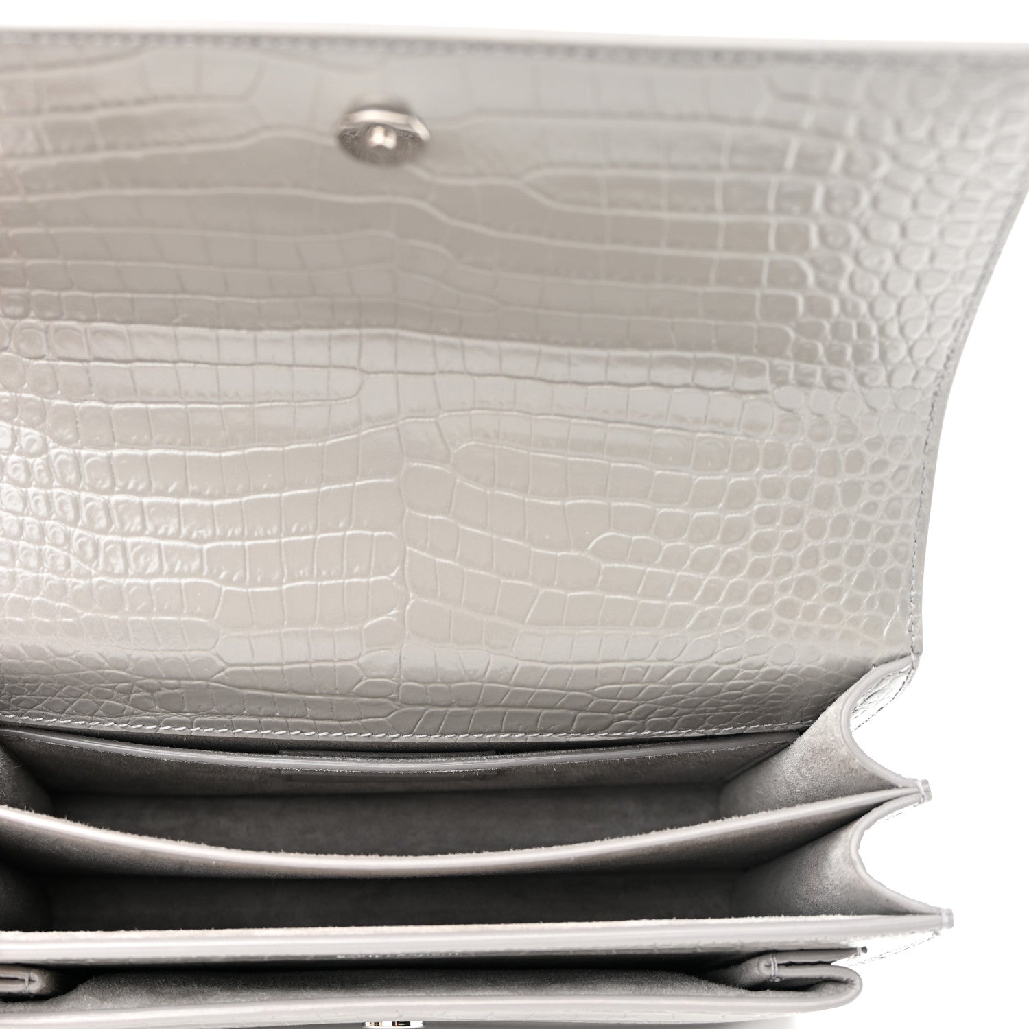 Saint Laurent Calfskin Crocodile Embossed Medium Monogram Sunset New Stone 5 of 10