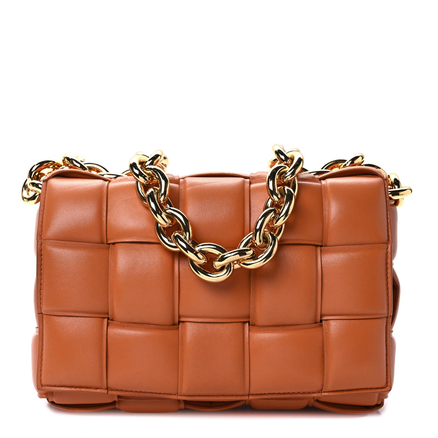 Lambskin Maxi Intreccio Padded Chain Cassette Crossbody Bag Clay