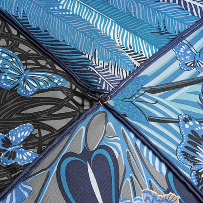 Hermes Cotton Silk Jaguar Quetzal Decorative Pillow Menthe Blue Jean Camel Marine 4 of 4