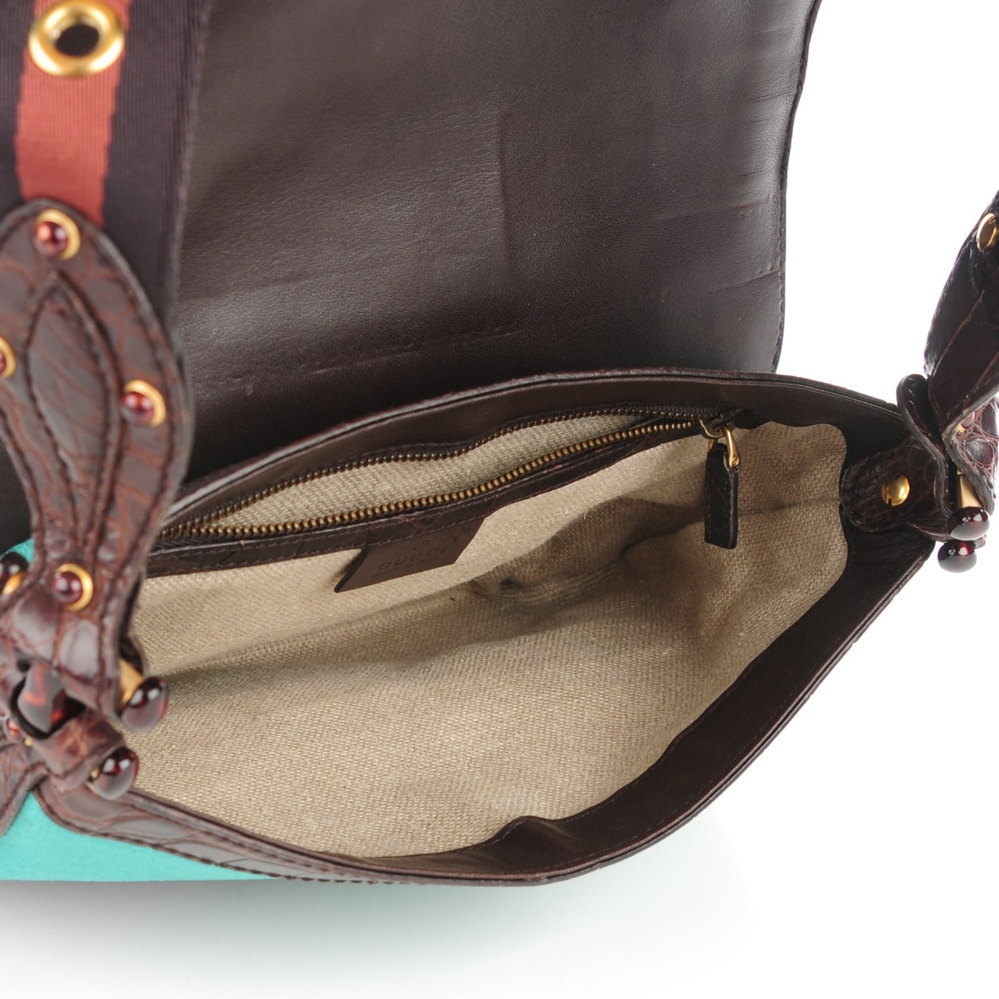 Velvet Alligator Studded Pelham Flap Bag