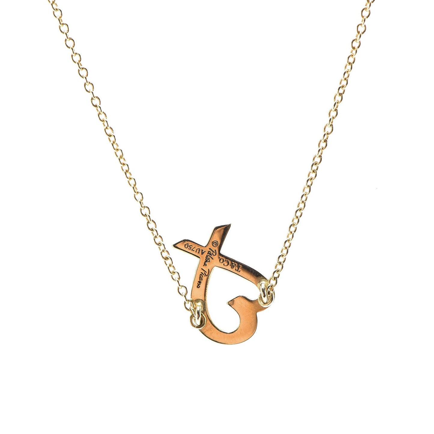 18K Yellow Gold Mini Paloma Picasso Loving Heart Pendant Necklace