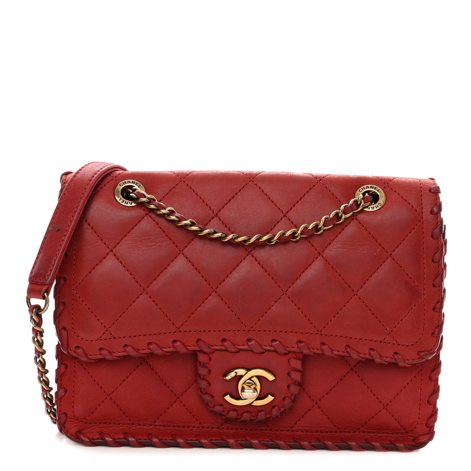 Chanel Iridescent Calfskin Small Happy Stitch Flap Red 1 of 12
