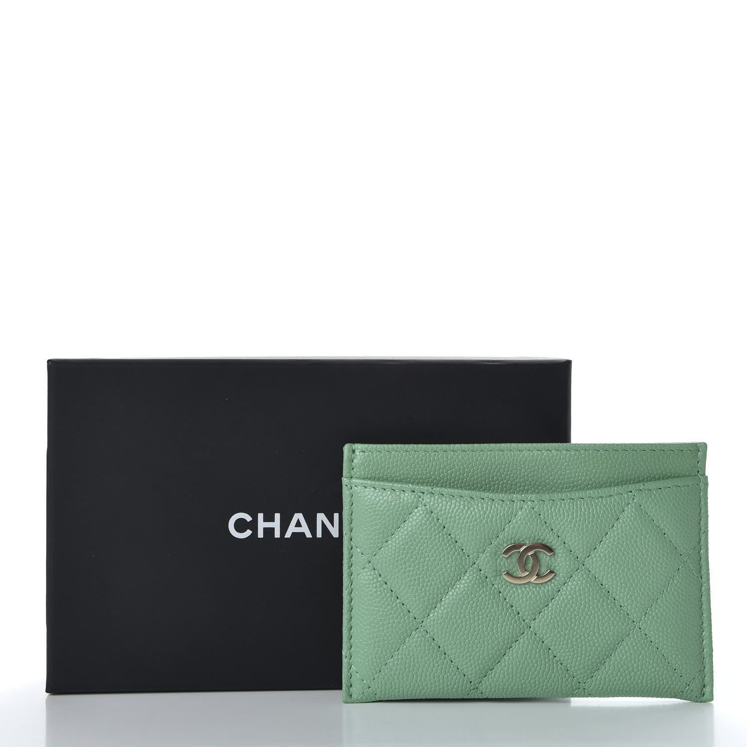 Chanel Caviar Quilted Card Holder Green 9 of 9