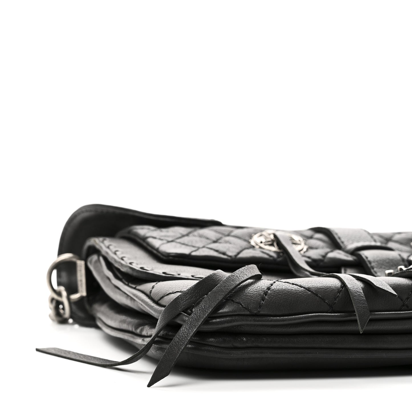 Goatskin Quilted Paris Dallas Saddle Bag Black