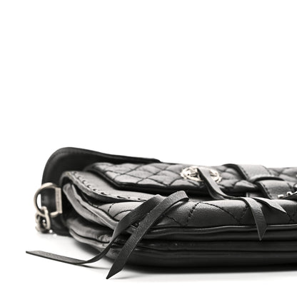 Chanel Goatskin Quilted Paris Dallas Saddle Bag Black 17 of 21