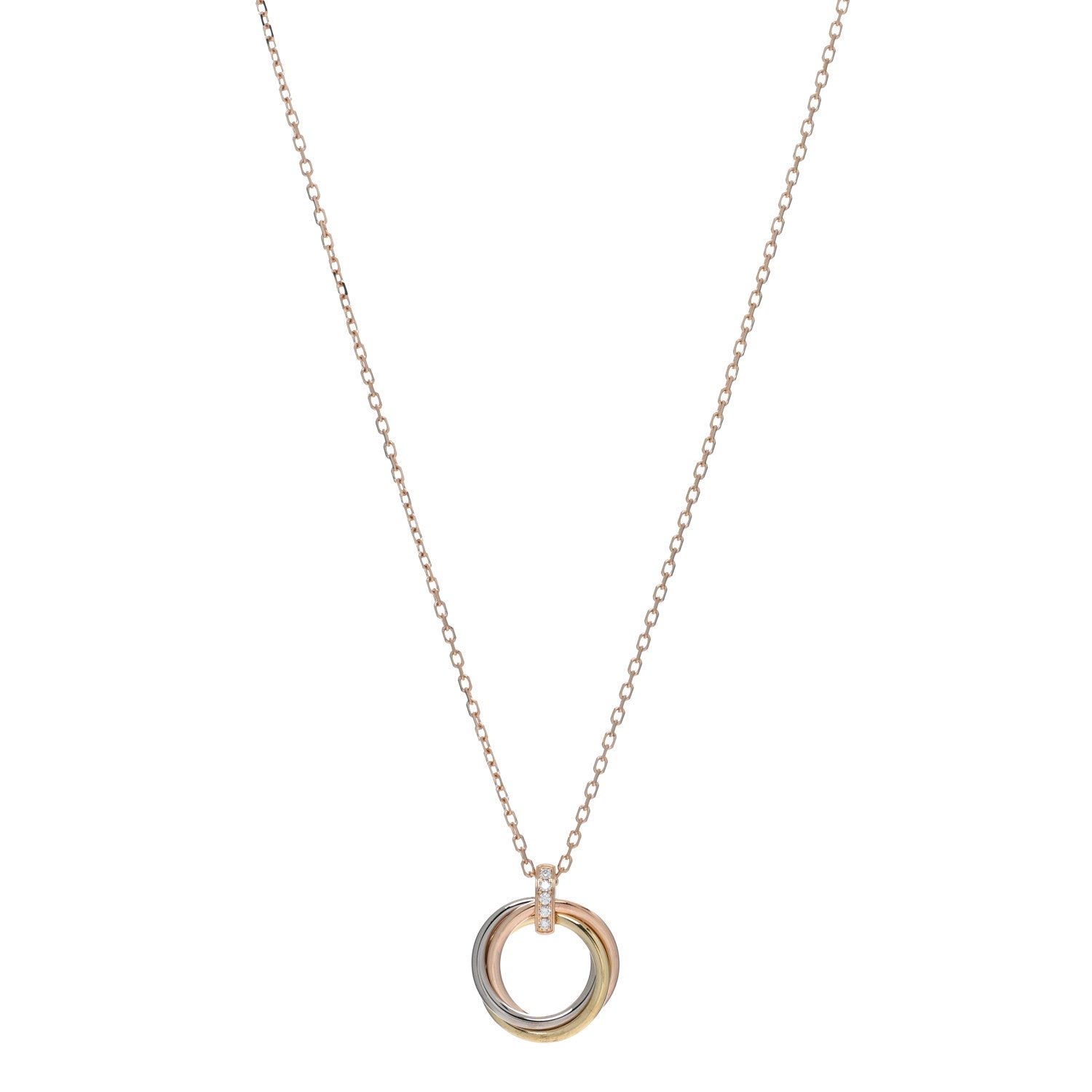 Cartier 18K Pink White Yellow Gold Diamond Trinity Pendant Necklace 1 of 4
