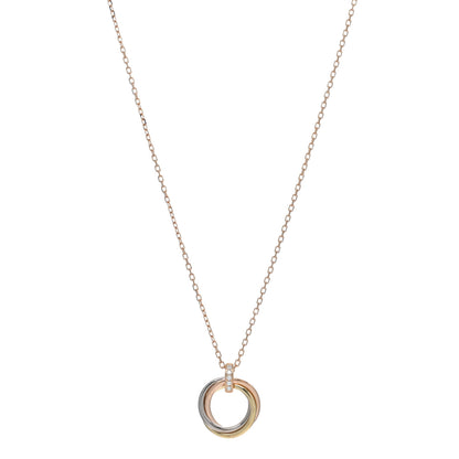 Cartier 18K Pink White Yellow Gold Diamond Trinity Pendant Necklace 1 of 4