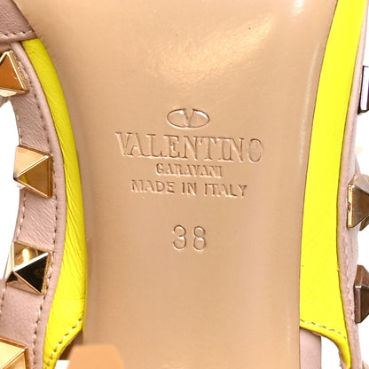 Valentino Garavani Patent Nappa Rockstud Ankle Strap 100mm Pumps 38 Yellow Fluo Poudre 8 of 9