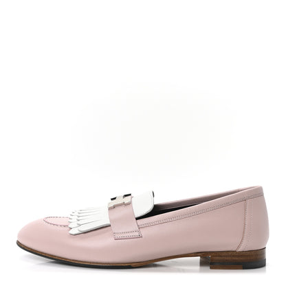 Hermes Goatskin Womens Royal Loafers 39 Rose Porcelain White 1 of 9