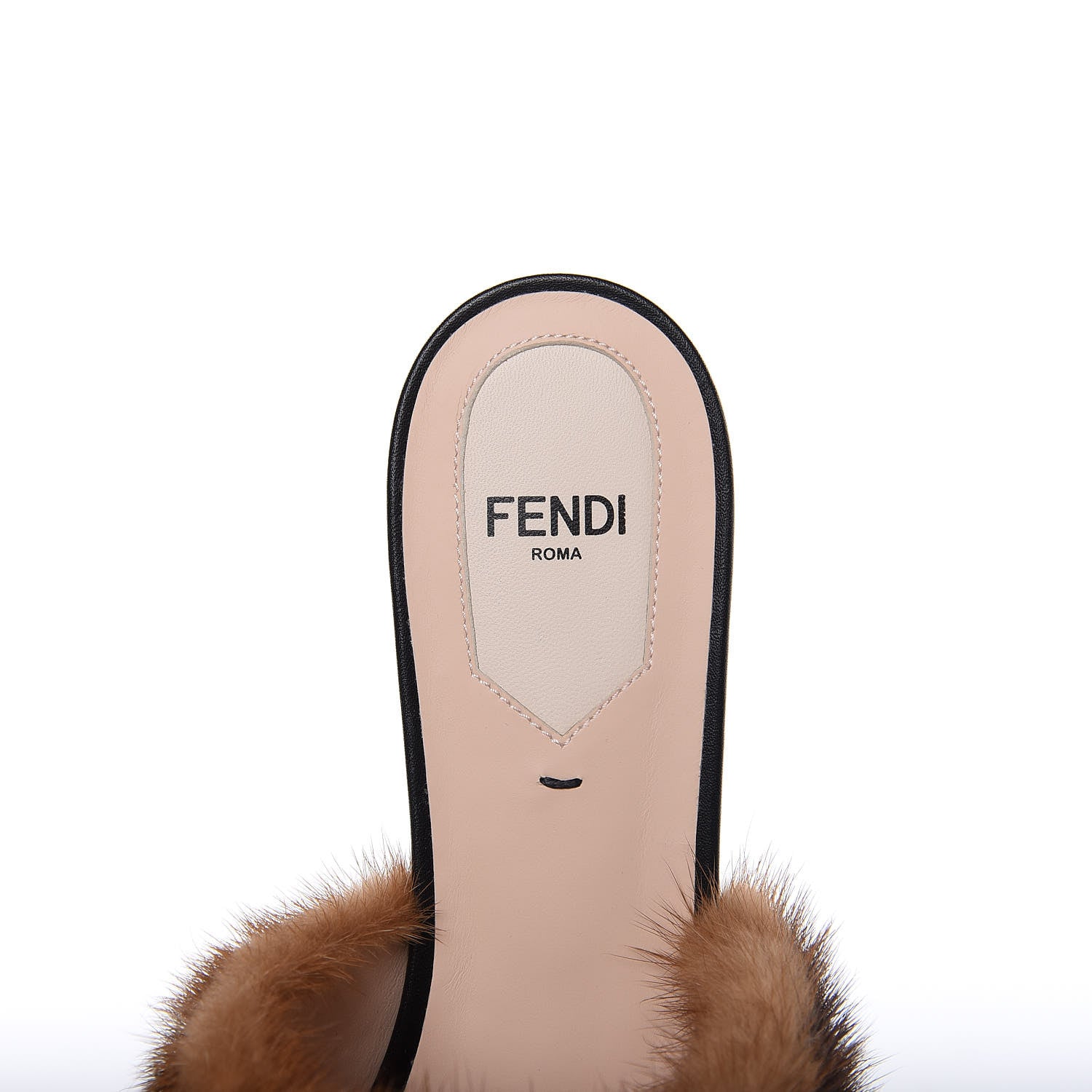 Fendi Calfskin Mink Fur FF Flat Mules 37.5 Black 7 of 11