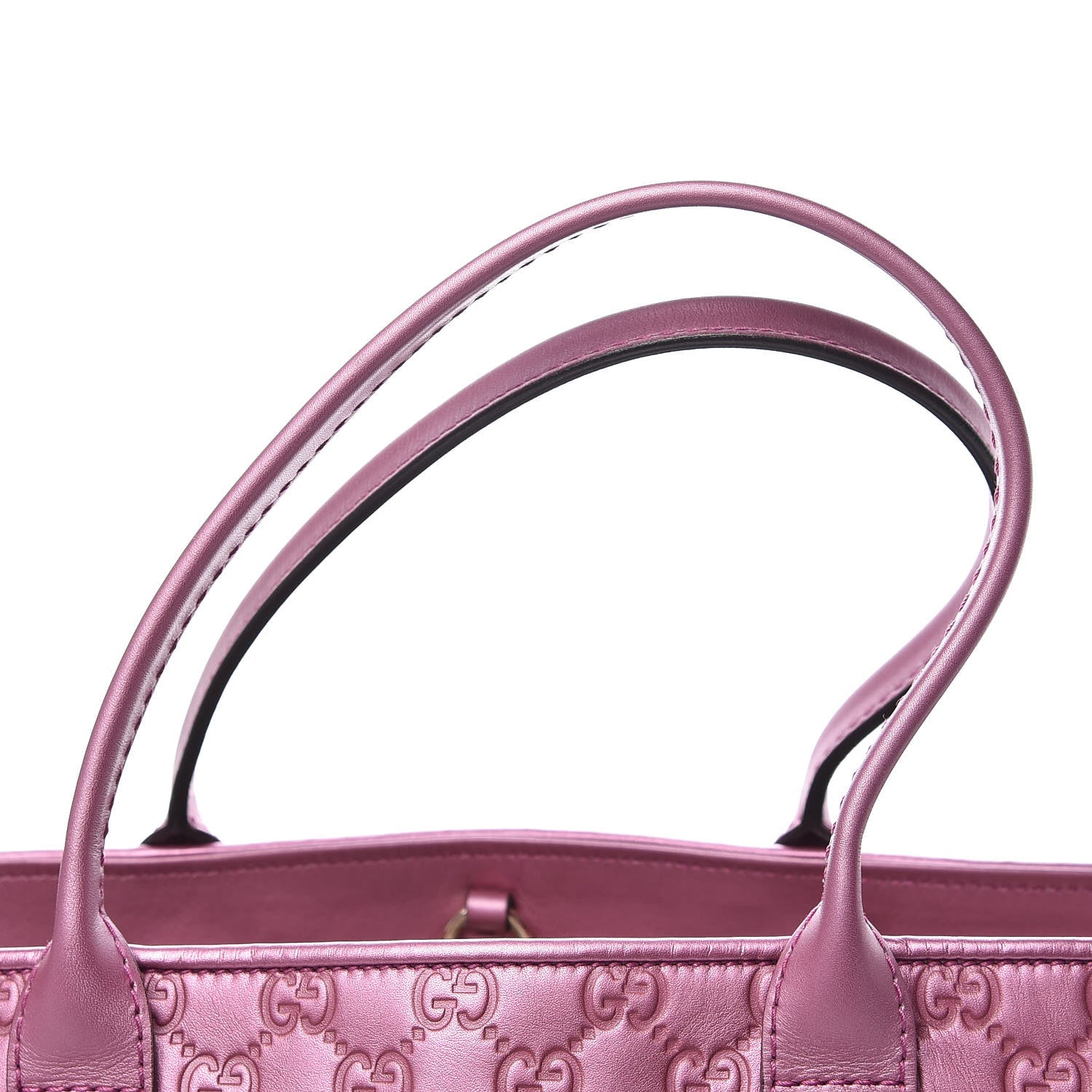 Gucci Metallic Soft Guccissima Large Heart Bit Charm Top Handle Tote Fresia Rose 15 of 15