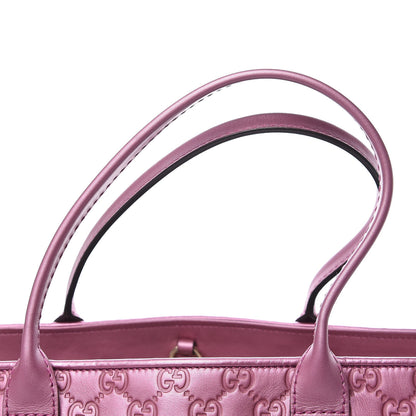 Gucci Metallic Soft Guccissima Large Heart Bit Charm Top Handle Tote Fresia Rose 15 of 15