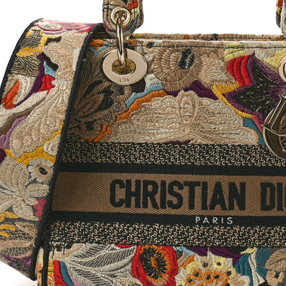Christian Dior Canvas Embroidered Floral Medium Lady D-Lite Beige Black Multicolor 7 of 9