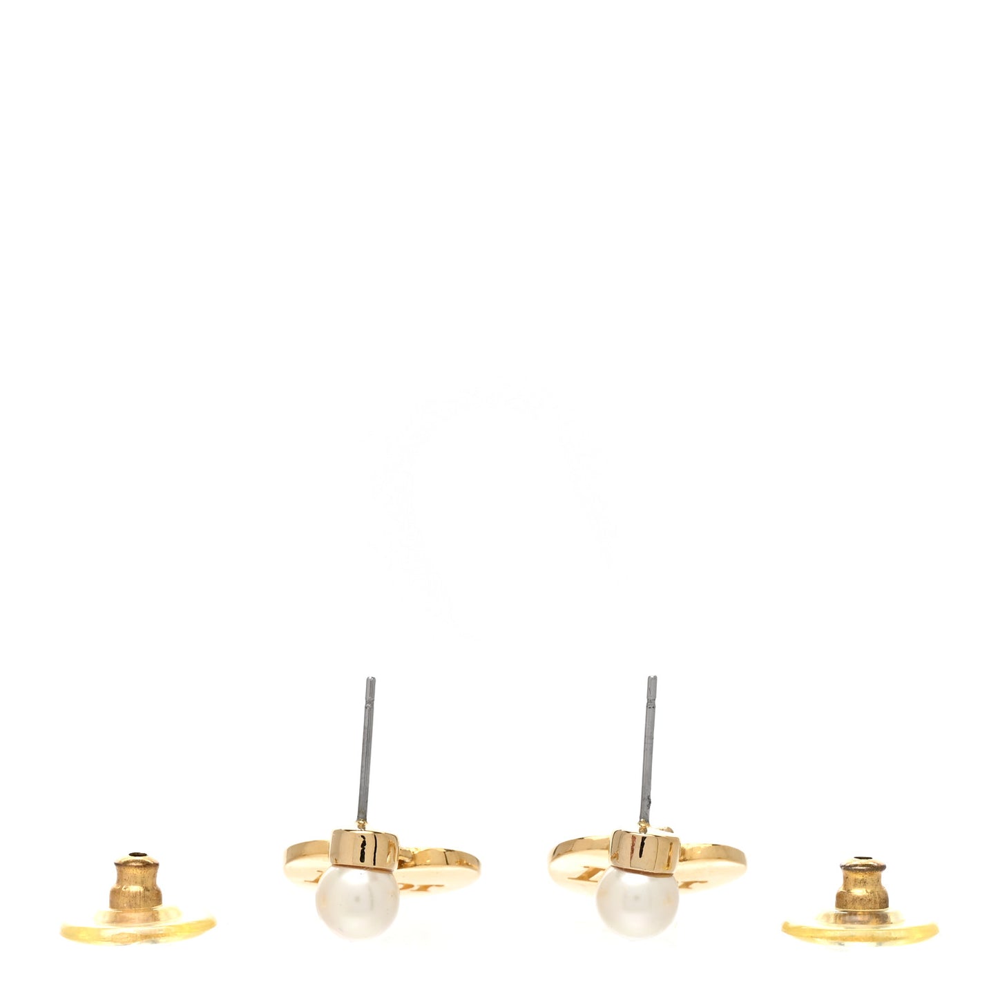 Pearl Heart Logo Drop Earrings Gold White