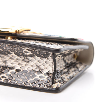 Gucci Snakeskin Floral Embroidered Super Mini Sylvie Chain Shoulder Bag 12 of 13