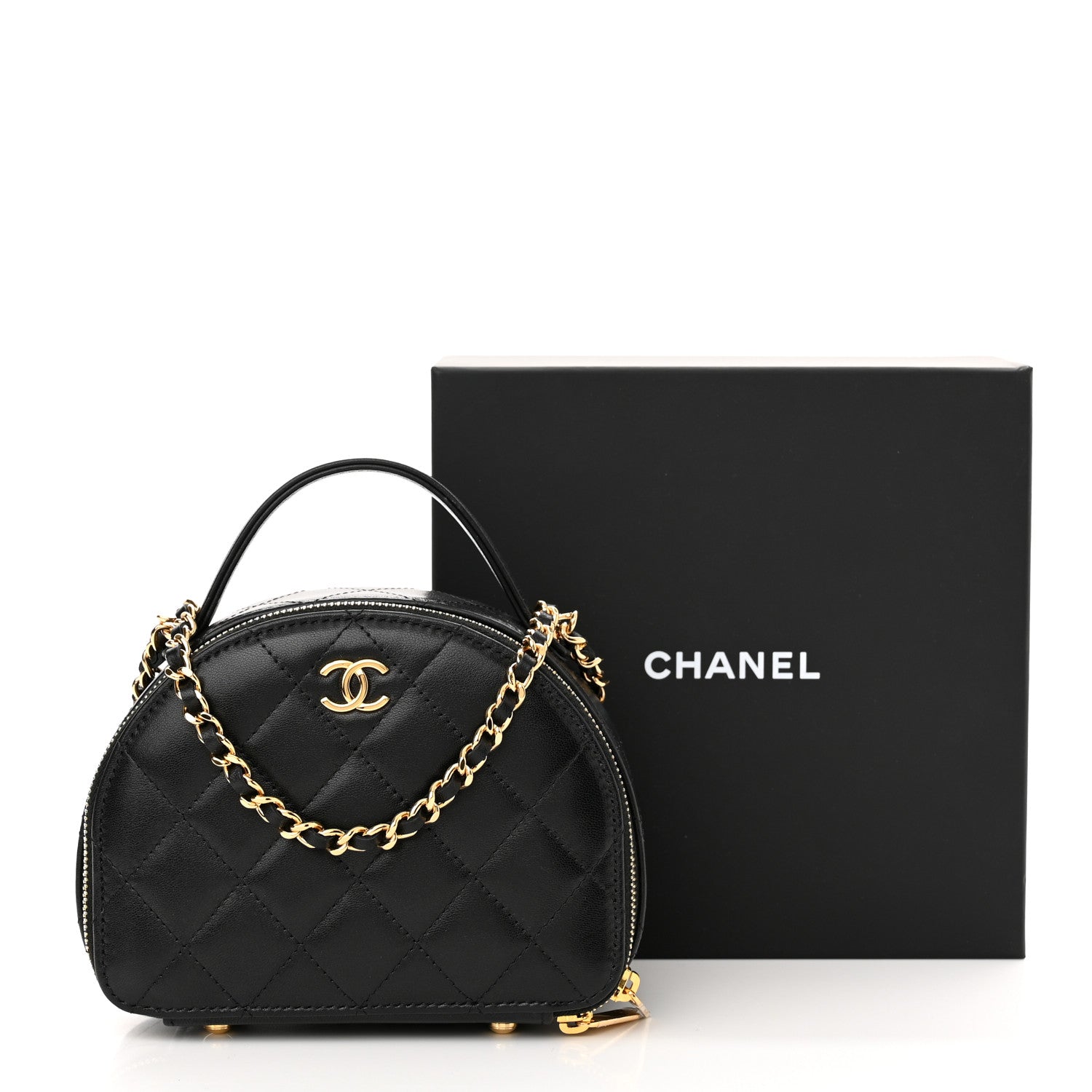 Chanel Lambskin Quilted Chic Riviera Top Handle Vanity Case Black 11 of 11