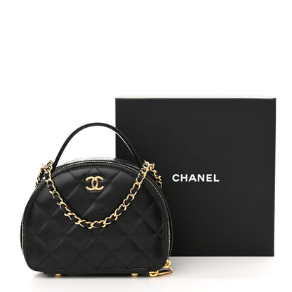 Chanel Lambskin Quilted Chic Riviera Top Handle Vanity Case Black 11 of 11