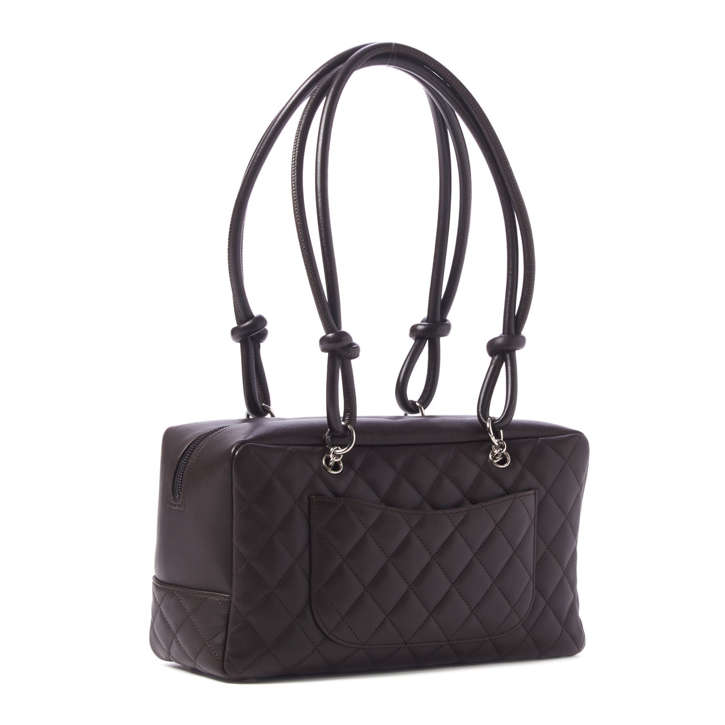Calfskin Quilted Cambon Large Bowler Brown Beige