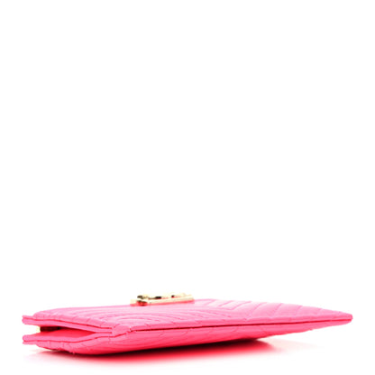 Chanel Patent Chevron Quilted Boy Zip Card Holder Neon Pink 4 of 9