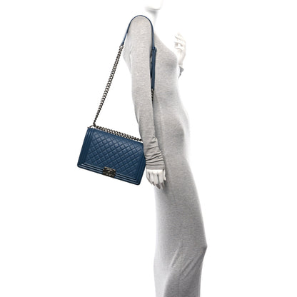 Chanel Calfskin Quilted New Medium Boy Flap Dark Blue 3 of 12