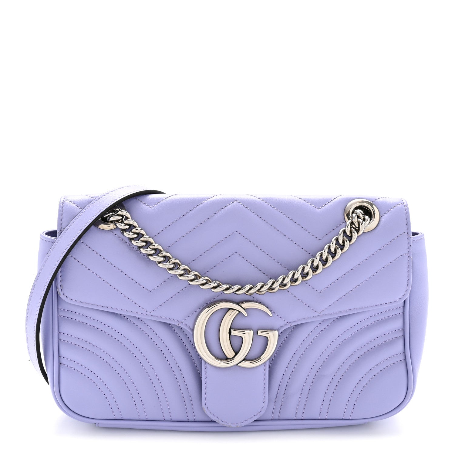 Gucci Calfskin Matelasse Small GG Marmont Shoulder Bag Lapis 1 of 12