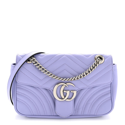 Gucci Calfskin Matelasse Small GG Marmont Shoulder Bag Lapis 1 of 12