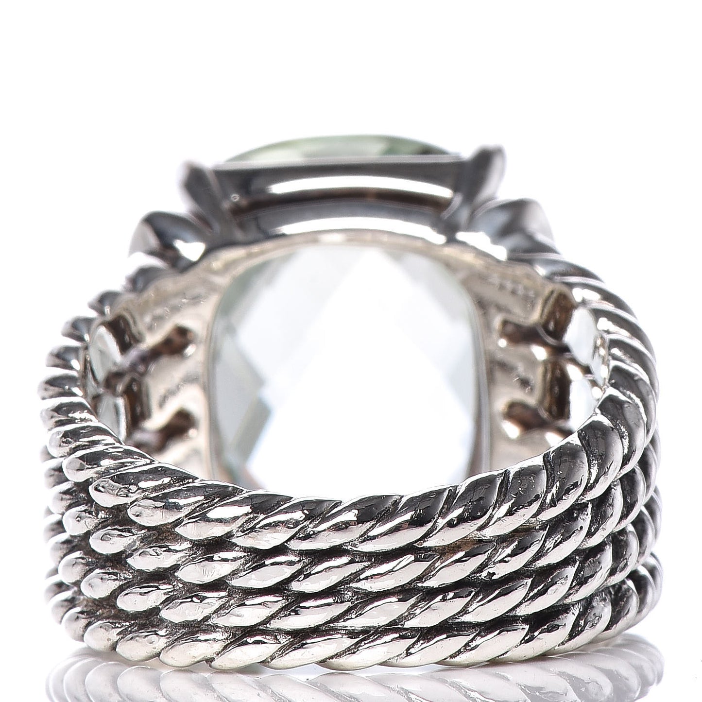 Sterling Silver Diamond Prasiolite 16mm Wheaton Ring 54 6.75