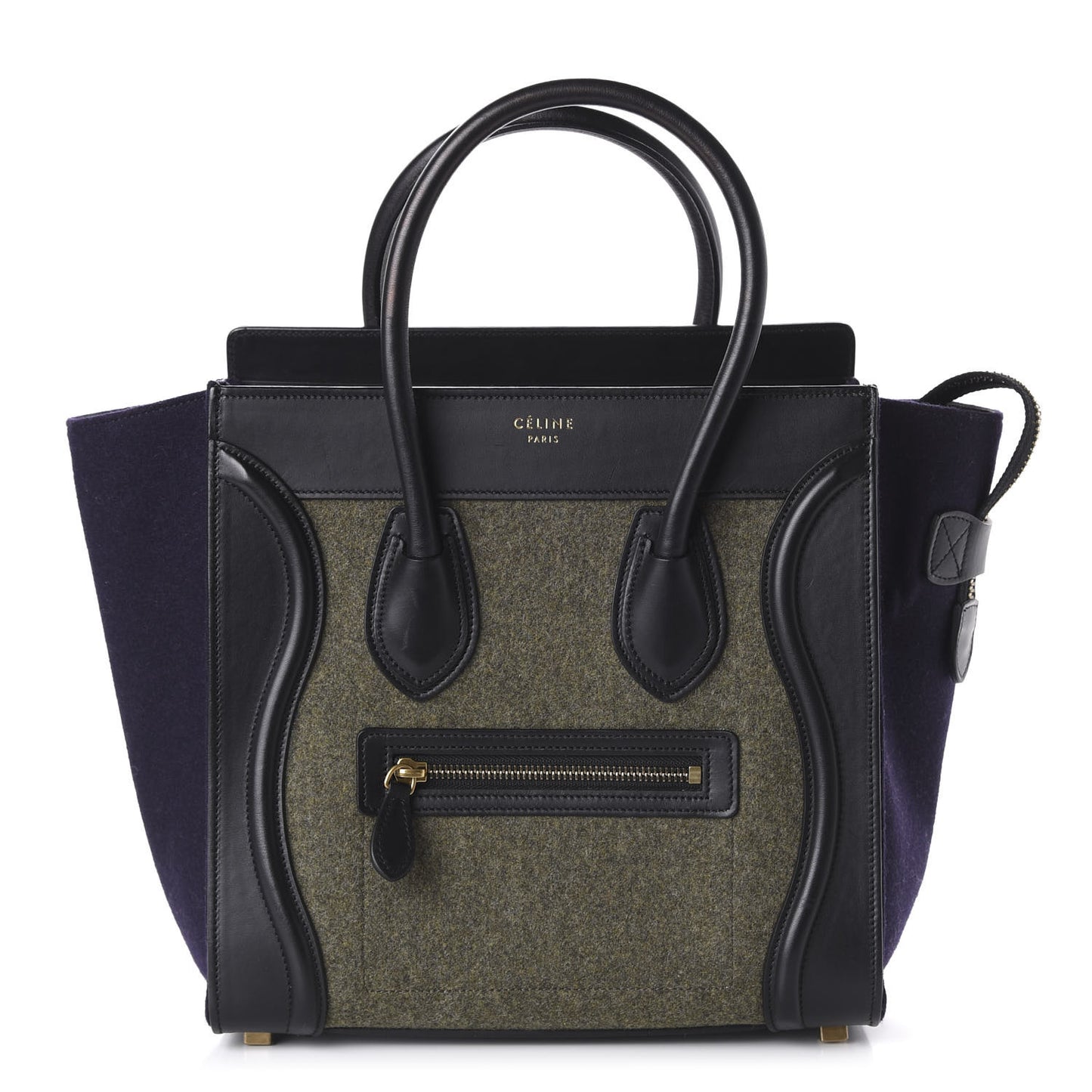 Felt Smooth Calfskin Micro Tri-Color Luggage Khaki