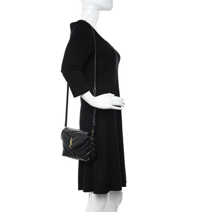 Saint Laurent Calfskin Y Quilted Monogram Toy Loulou Crossbody Bag Black 2 of 10
