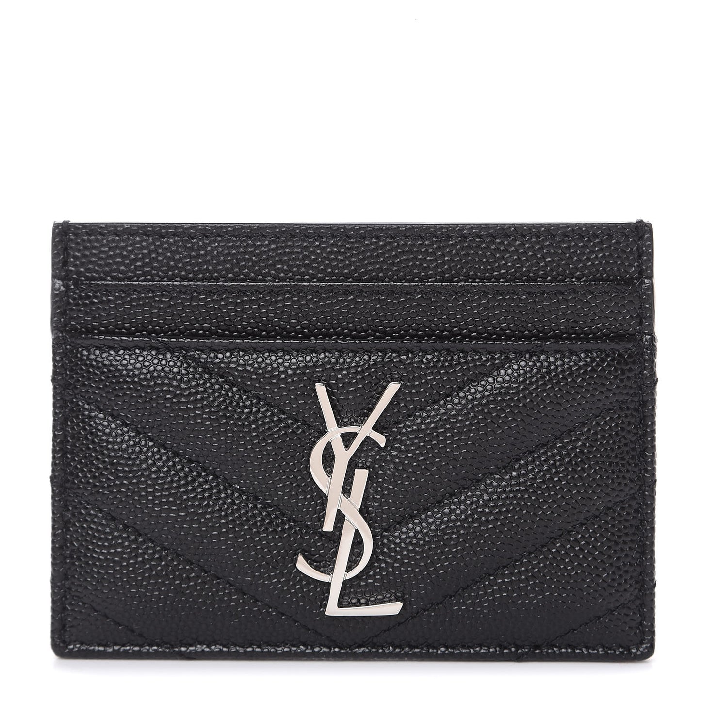 Grain De Poudre Matelasse Chevron Monogram Credit Card Case Black