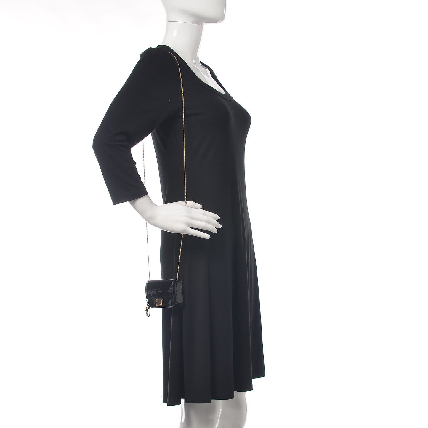 Vitello Vernice Mou Nano Baguette Belt Charm Black