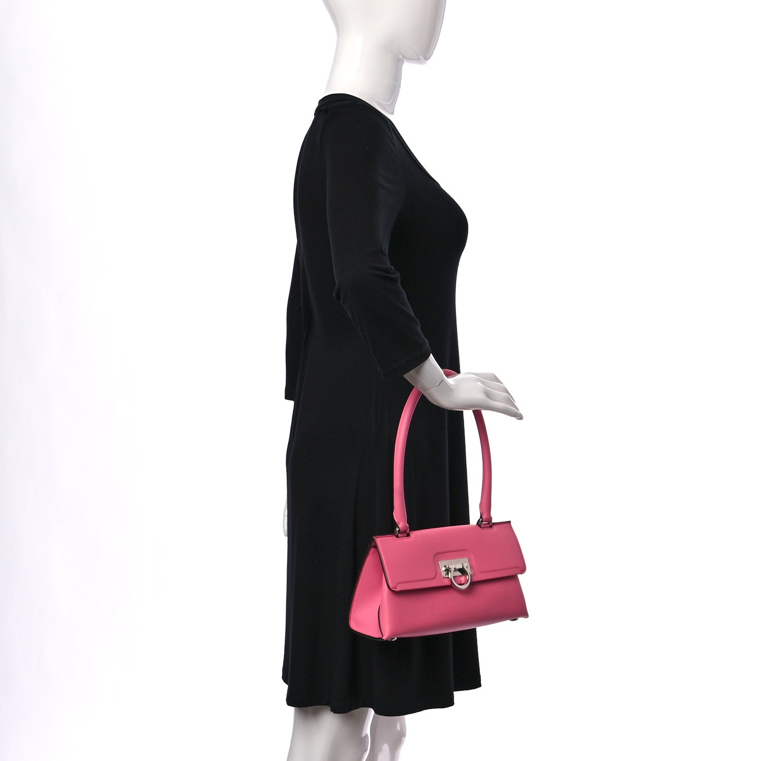 Salvatore Ferragamo Calfskin Trifolio Swing Bag Peonia 2 of 9