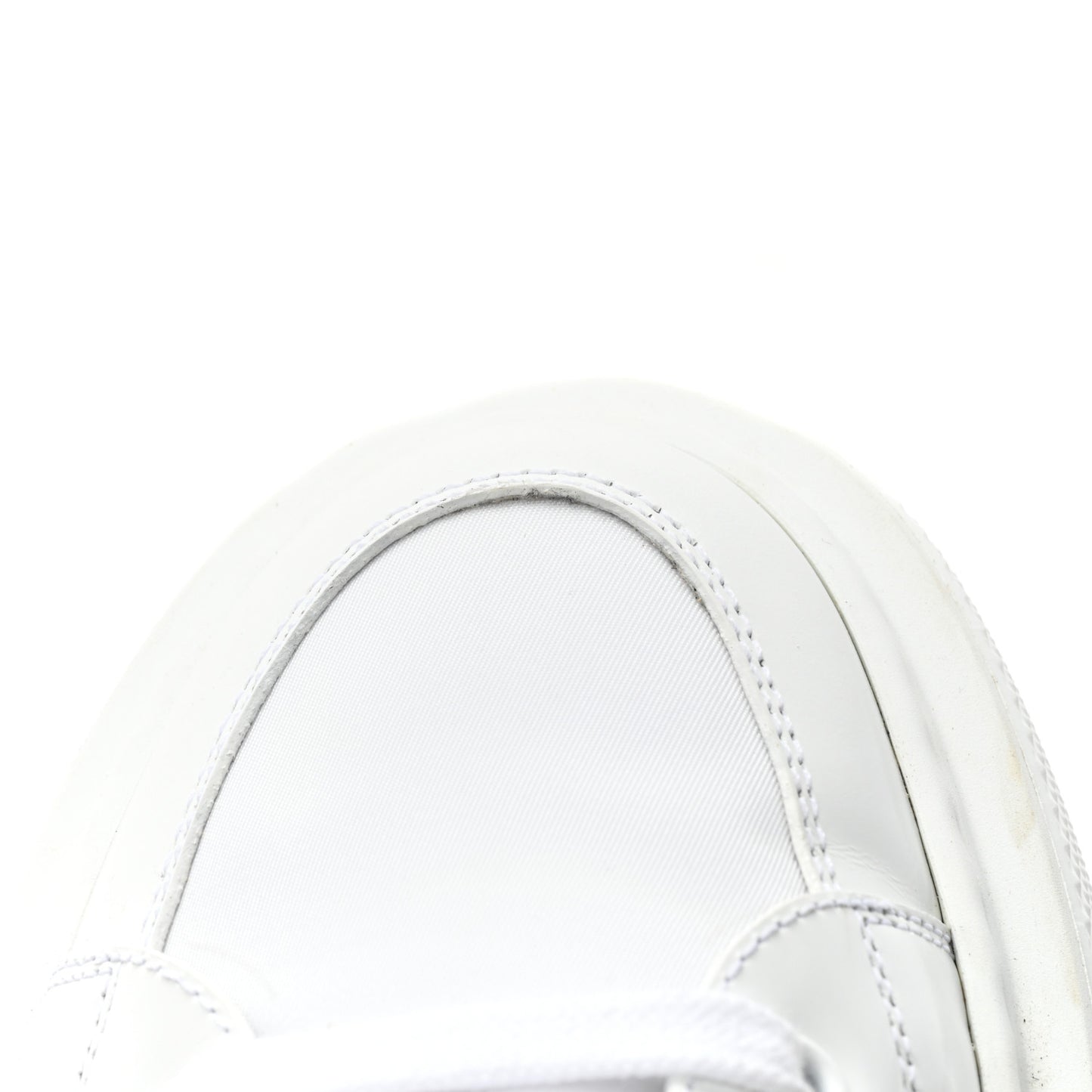 Re-Nylon Spazzolato Rubber Triangle Logo Macro Quilted Mens 35mm Platform Sneakers 39 White
