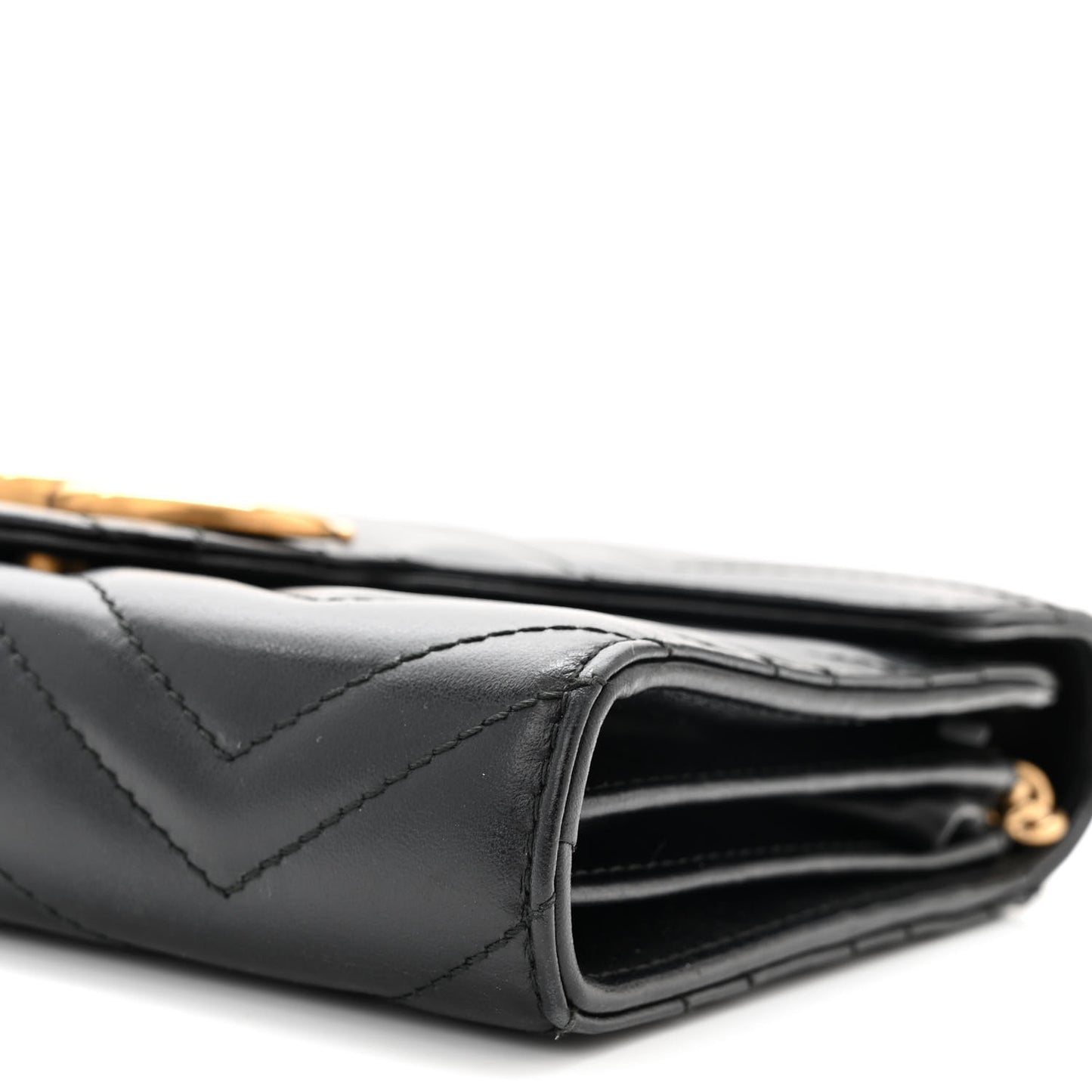 Calfskin Matelasse GG Marmont Chain Wallet Black