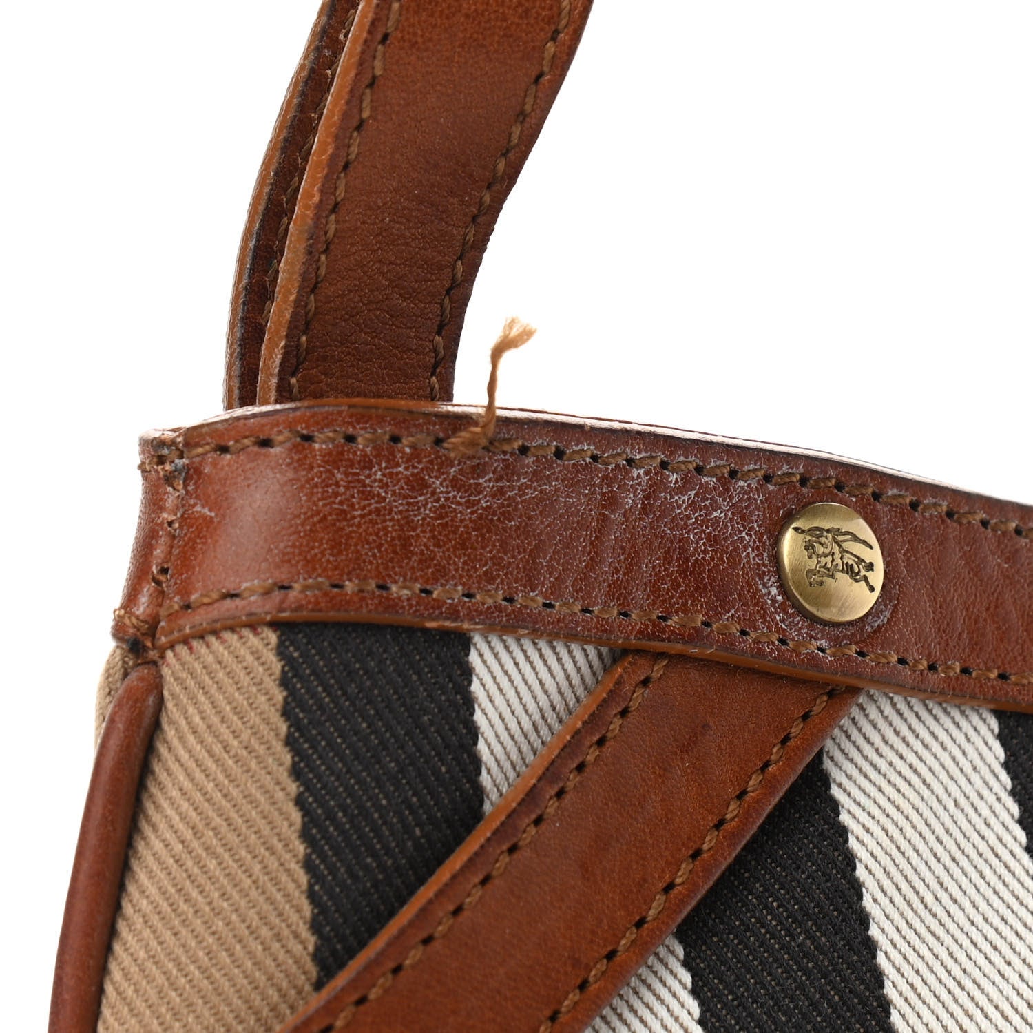 Burberry Calfskin House Check Woven Shoulder Bag Tan 12 of 12