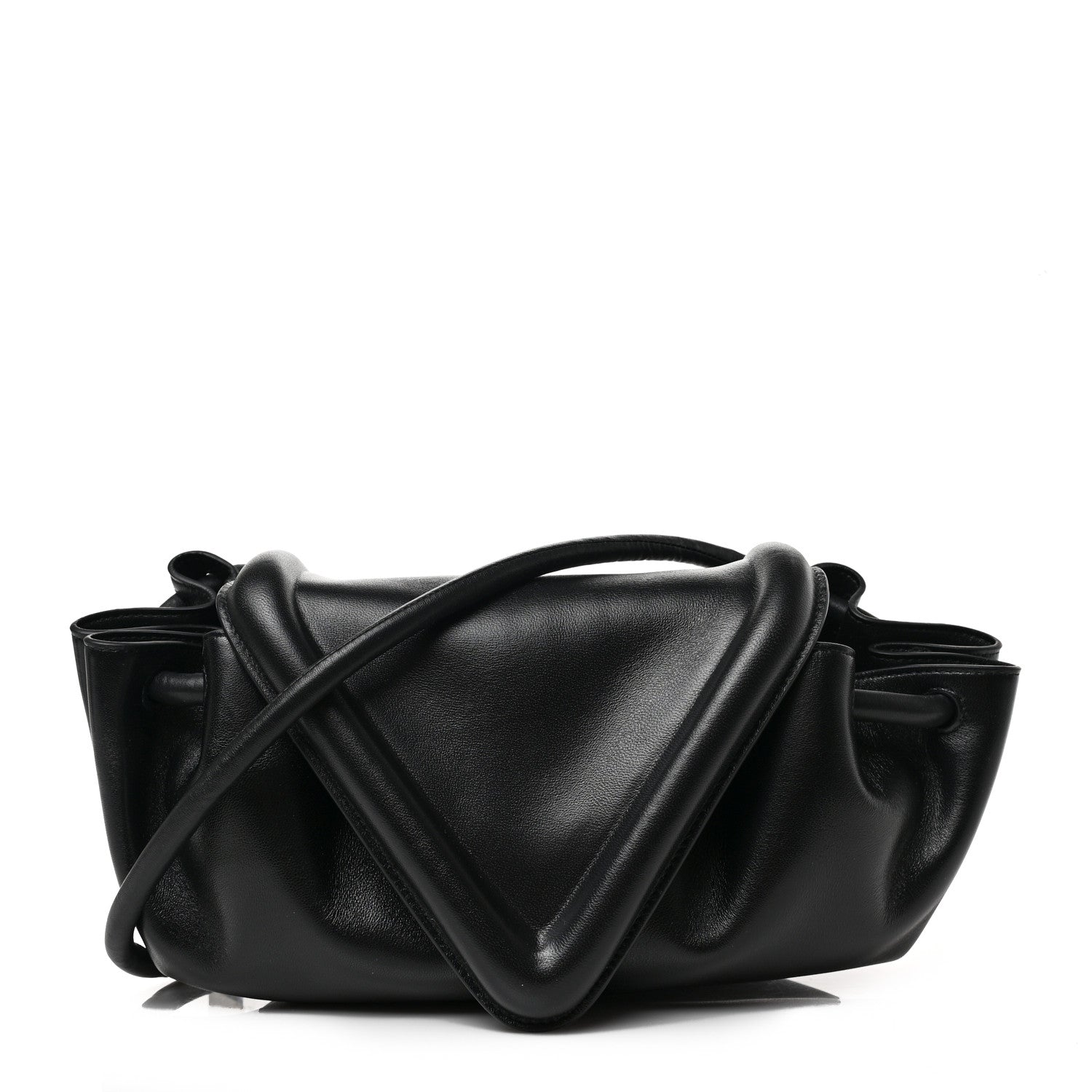 Bottega Veneta Lambskin Small Beak Triangle Flap Shoulder Bag Black 1 of 8