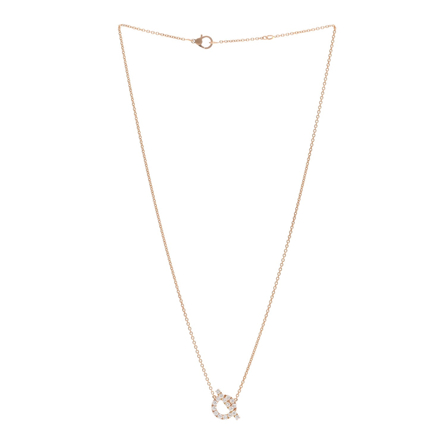 Hermes 18K Rose Gold Diamond Finesse Pendant Necklace 3 of 6