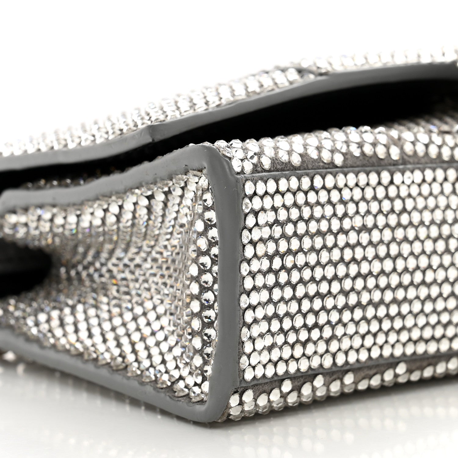 Balenciaga Strass Suede Hourglass Chain Bag Smoke Grey Crystal 9 of 10