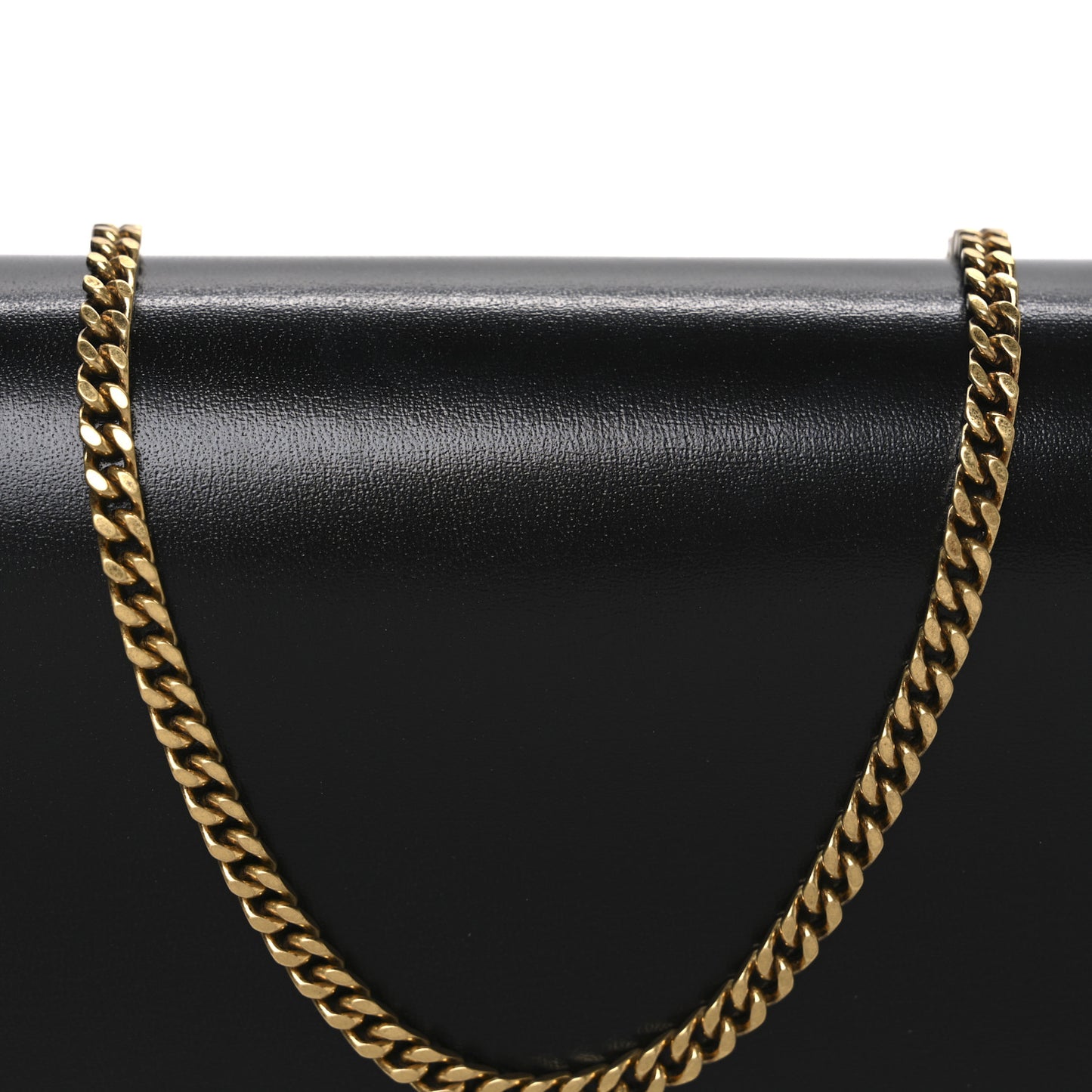 Glossy Calfskin Monogram Chain Wallet Black