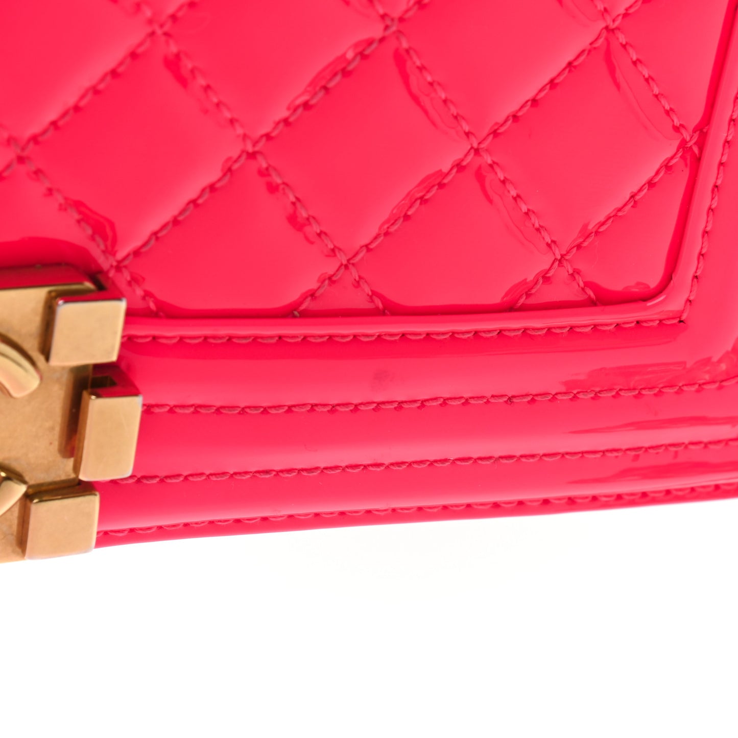 Patent Quilted Medium Boy Flap Pink